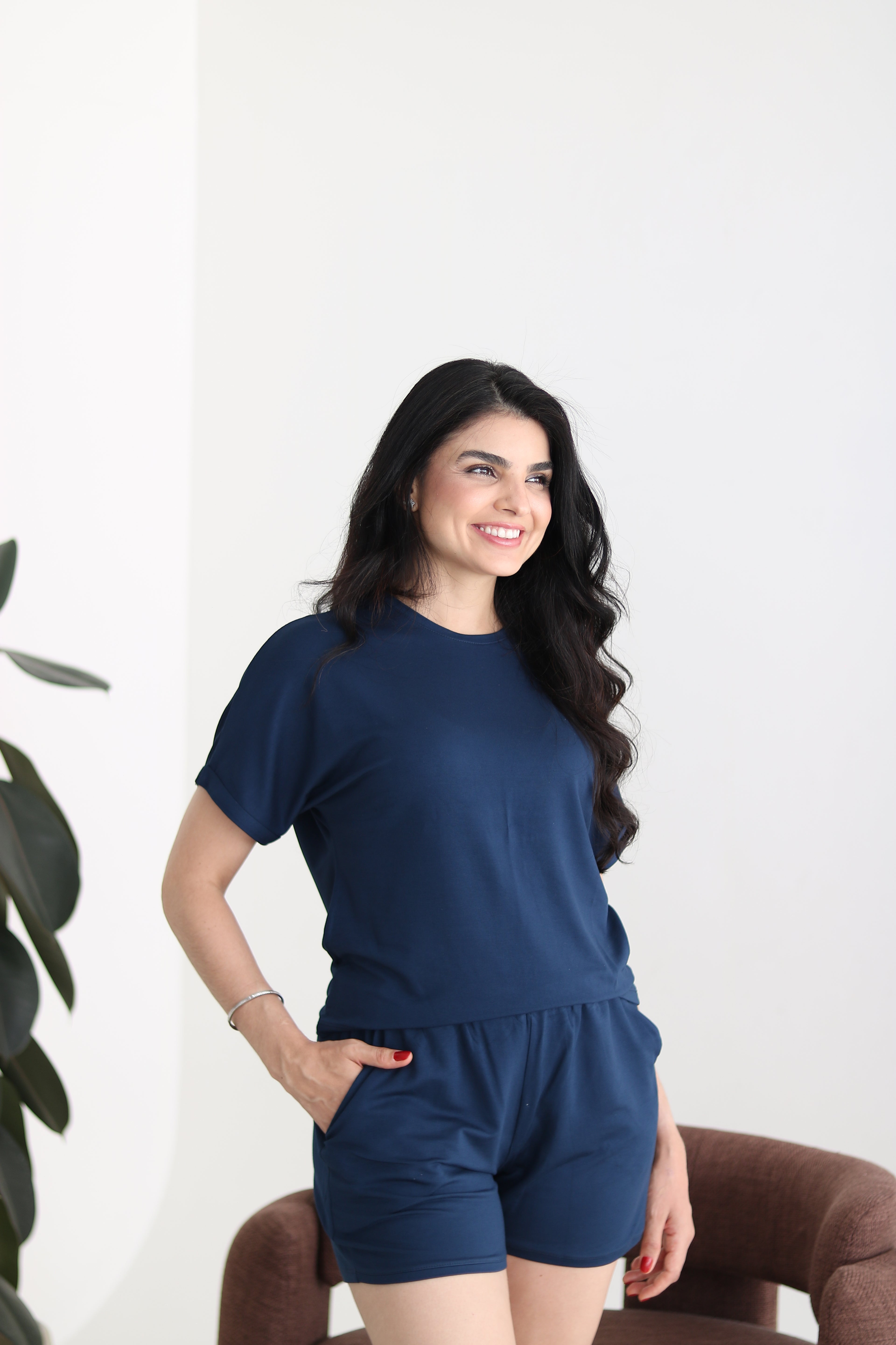 Pijama Curto Comfort Azul Marinho